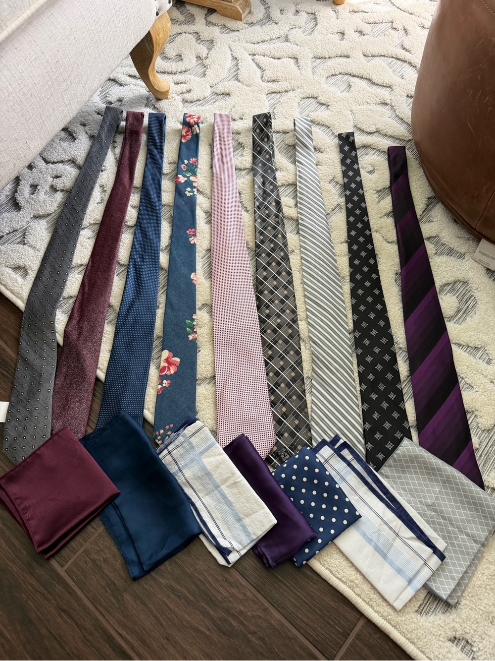 Assorted Men's Neckties and Pocket Squares - Multi-Color Set